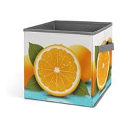 Rkklvbns Bacs de rangement pliables pour fruits d'orange frais avec poignées, grand panier de rangement en tissu pour vêtements, livres, couvertures, jouets