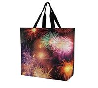 Rkklvbns Beau sac fourre-tout Fireworks pour femme - Sac fourre-tout à bandoulière - Sac de rangement portable léger et durable pour le travail, les voyages