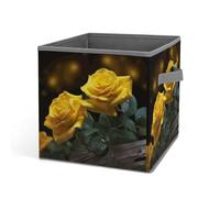 Rkklvbns Beaux bacs de rangement pliables avec poignées en forme de roses jaunes, grand panier de rangement en tissu pour vêtements, livres, couvertures, jouets