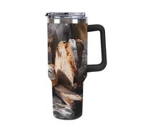 Rkklvbns Bread in Bakery - Tasse à café de voyage de 1200 ml avec poignée et couvercle à paille, anti-fuite, grande capacité, garde au froid ou au chaud, pour la salle de sport, les voyages et le