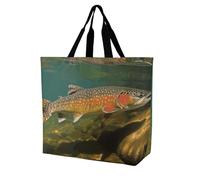 Rkklvbns Brook Trout Fly Fishing Sac fourre-tout pour femme Sac fourre-tout Sac à bandoulière Sac à main de rangement portable léger et durable pour le travail Voyage Sac décontracté