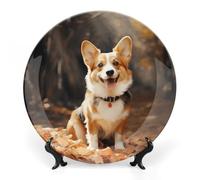 Rkklvbns Corgi Assiettes décoratives en porcelaine anglaise de 15,2 cm avec support de présentation, assiettes à dessert pour la maison et le bureau Décoration murale