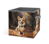 Rkklvbns Corgi Grand panier de rangement pliable avec poignées pour chien, panier de rangement en tissu pour organiser livres, couvertures, jouets