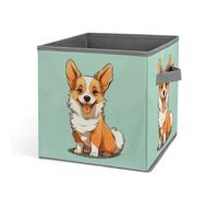 Rkklvbns Corgi - Grand panier de rangement pliable en tissu avec poignées pour ranger livres, couvertures, jouets