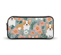 Rkklvbns Corgi Grande trousse à crayons portable avec fermeture éclair - Rangement simple - Esthétique - Papeterie pour bureau, université, adulte