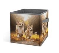 Rkklvbns Corgi Panier de rangement pliable avec poignées en tissu pour organiser livres, couvertures, jouets