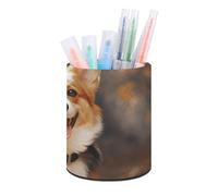 Rkklvbns Corgi - Porte-stylo rond en forme de chien - Élégant - Décoration de bureau - Porte-pinceaux de maquillage - Boîte de rangement multifonction pour bureau et maison