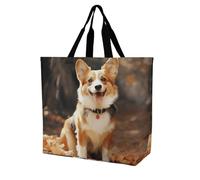 Rkklvbns Corgi Sac fourre-tout à bandoulière pour femme Sac de courses portable léger et durable pour le travail, les voyages