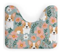 Rkklvbns Corgi - Tapis de toilette en forme de U antidérapant et doux et absorbant pour lavabo, baignoire, douche et toilettes, 50,8 x 40,6 cm