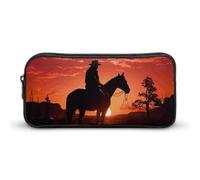 Rkklvbns Cowboy West Grande trousse à crayons portable avec fermeture éclair Organiseur de papeterie Rangement simple Esthétique Papeterie pour bureau, université, adulte