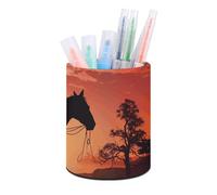 Rkklvbns Cowboy West Porte-stylo rond élégant pour bureau, maquillage, pinceaux de maquillage, boîte de rangement multifonctionnelle pour bureau et maison