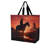 Rkklvbns Cowboy West Sac fourre-tout à bandoulière pour femme Sac de rangement portable léger et durable pour le travail, les voyages