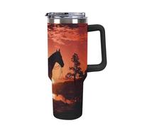Rkklvbns Cowboy West - Tasse à café de voyage de 1200 ml avec poignée et couvercle à paille, anti-fuite, grande capacité, garde au froid ou au chaud, pour la salle de sport, les voyages et le sport