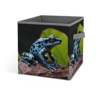 Rkklvbns Dart Frog - Grand panier de rangement pliable avec poignées, en tissu pour organiser livres, couvertures, jouets (bleu)