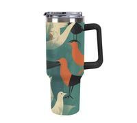 Rkklvbns Flock of Birds - Tasse à café de voyage de 1200 ml avec poignée et couvercle à paille, étanche, grande capacité, garde au froid ou au chaud, pour la salle de sport, les voyages et le sport