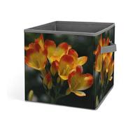 Rkklvbns Freesia - Belles bacs de rangement en tissu avec poignées - Panier de rangement pliable avec poignées - Grand panier de rangement pour vêtements, livres, couvertures, jouets