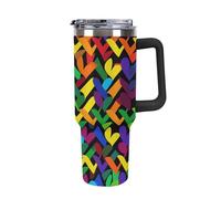 Rkklvbns Gay Pride - Tasse à café de voyage arc-en-ciel avec poignée et couvercle à paille, gobelet de grande capacité anti-fuite, garde au froid ou au chaud, pour salle de sport, voyage, sport