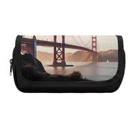 Rkklvbns Golden Gate Bridge Trousse à crayons double grande capacité durable avec fermeture éclair multi-fentes pour stylos Boîte de rangement élégante pour bureau