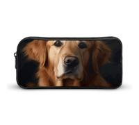 Rkklvbns Golden Retriever Grande trousse à crayons portable avec fermeture éclair Organiseur de papeterie Rangement simple Esthétique Papeterie pour bureau, université, adulte
