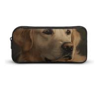 Rkklvbns Golden Retriever Grande trousse à crayons portable avec fermeture éclair Organiseur de papeterie Rangement simple Esthétique Papeterie pour bureau, université, adulte