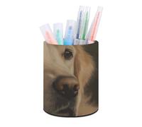 Rkklvbns Golden Retriever Porte-stylo rond élégant pour bureau, maquillage, pinceaux de maquillage, boîte de rangement multifonctionnelle pour bureau et maison