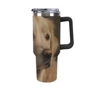 Rkklvbns Golden Retriever - Tasse à café de voyage de 1200 ml avec poignée et couvercle à paille, anti-fuite, grande capacité, garde au froid ou au chaud, pour la salle de sport, les voyages et le