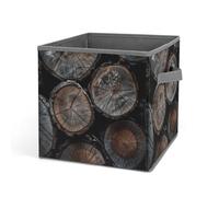 Rkklvbns Grand bac de rangement en bois de coupe ronde, panier de rangement pliable avec poignées, grand bac de rangement pour vêtements, livres, couvertures, jouets