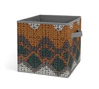 Rkklvbns Grand bac de rangement pliable avec poignées en tissu marron et vert pour organiser des livres, des couvertures, des jouets