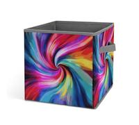 Rkklvbns Grand panier de rangement coloré avec poignées, panier de rangement pliable en tissu pour vêtements, livres, couvertures, jouets