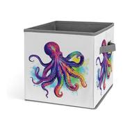 Rkklvbns Grand panier de rangement en tissu coloré en forme de pieuvre avec poignées, panier de rangement pliable pour vêtements, livres, couvertures, jouets
