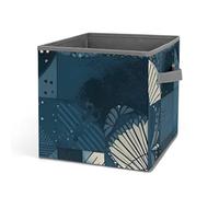 Rkklvbns Grand panier de rangement pliable à motif géométrique bleu avec poignées, grand panier de rangement en tissu pour vêtements, livres, couvertures, jouets