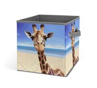 Rkklvbns Grand panier de rangement pliable avec poignées en forme de girafe de plage pour organiser des livres, des couvertures, des jouets