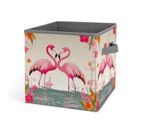Rkklvbns Grand panier de rangement pliable avec poignées en tissu pour organiser livres, couvertures, jouets et flamants roses