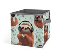 Rkklvbns Grand panier de rangement pliable avec poignées en tissu pour organiser livres, couvertures, jouets et paresseux mignons