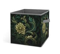 Rkklvbns Grand panier de rangement pliable avec poignées, style vert foncé et vert, pour organiser des livres, des couvertures, des jouets