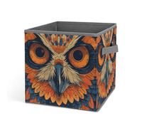 Rkklvbns Grand panier de rangement pliable en tissu avec poignées, motif chouette de couleur rétro pour organiser livres, couvertures, jouets