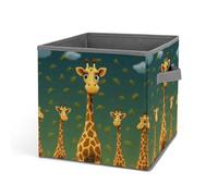 Rkklvbns Grand panier de rangement pliable en tissu avec poignées, motif girafe de dessin animé, pour organiser livres, couvertures, jouets