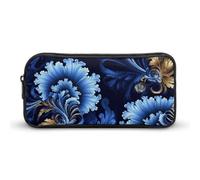 Rkklvbns Grande trousse à crayons classique bleue portable avec fermeture éclair - Rangement simple - Esthétique - Pour bureau, université, adulte