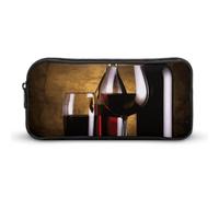 Rkklvbns Grande trousse à crayons portable avec fermeture éclair pour trois bouteilles de vin et verre - Rangement simple - Pour bureau, université, adulte