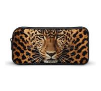 Rkklvbns Grande trousse à crayons portable Depict A Leopard avec fermeture éclair - Rangement simple - Esthétique - Papeterie pour bureau, université, adulte