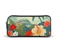 Rkklvbns Grande trousse à crayons portable d'été hawaïenne avec fermeture éclair - Rangement simple - Esthétique - Papeterie pour bureau, université, adulte