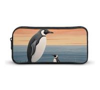 Rkklvbns Grande trousse à crayons portable en forme de pingouin dessiné à la main avec fermeture éclair, organiseur de papeterie, rangement simple, papeterie esthétique pour bureau, université, adulte