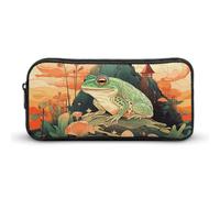 Rkklvbns Grande trousse à crayons portable grenouille sur la montagne avec fermeture éclair - Rangement simple - Esthétique - Papeterie pour bureau, université, adulte