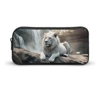 Rkklvbns Grande trousse à crayons portable Lion on Rock avec fermeture éclair - Rangement simple - Esthétique - Papeterie pour bureau, université, adulte