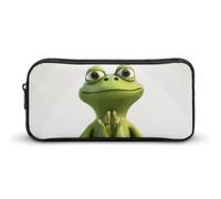 Rkklvbns Grande trousse à crayons portable The Funny Frog Doing Yoga avec fermeture éclair Organiseur de papeterie Rangement simple Esthétique Papeterie pour le bureau, l'université et les adultes