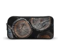 Rkklvbns Grande trousse à crayons ronde en bois avec fermeture éclair - Rangement simple - Esthétique - Pour bureau, université, adulte