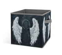 Rkklvbns Grands bacs de rangement pliables en tissu avec poignées en forme d'ailes d'ange blanches pour organiser des livres, des couvertures, des jouets