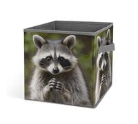 Rkklvbns Grands bacs de rangement pliables en tissu avec poignées, en forme de raton laveur, pour organiser livres, couvertures, jouets