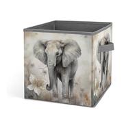 Rkklvbns Grands bacs de rangement pliables en tissu avec poignées, en forme d'éléphant, pour organiser livres, couvertures, jouets