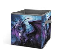 Rkklvbns Grands bacs de rangement pliables en tissu avec poignées, motif dragon violet, lune pourpre, pour organiser des livres, des couvertures, des jouets